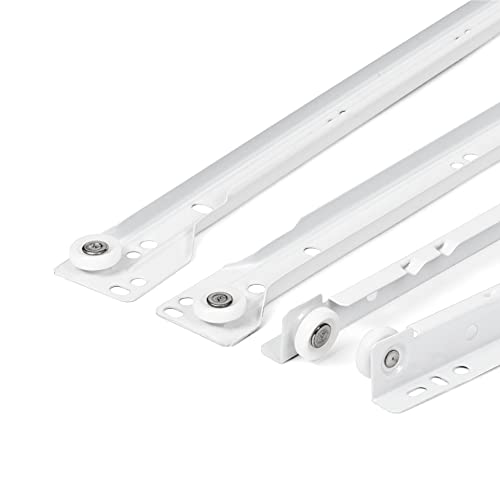 LouMaxx Coulisse Tiroir 350 mm - Lot de 2 (1 paire) Rails pour Tiroir Coulissants, en blanc, Système de Glissière à Sortie Partielle - Kit de Tiroir Coulissants à montage facile Cover