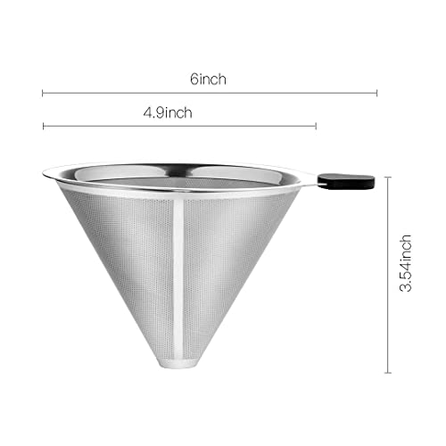 Meichu Coffee Filter For Chemex Stainless Steel 2Pcs Pour Over Metal Coffee Dripper Reusable Cone Filter For Chemex, Carafes And Other Coffee Makers #TOP3