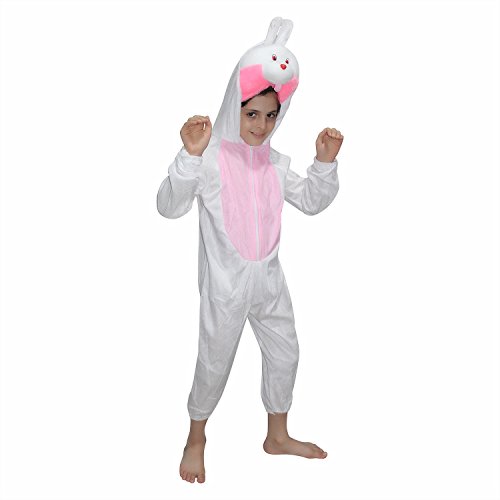 Image of Kaku Fancy Dresses Fleece Rabbit Pet Animal Costume For Kids - White & Pink, 5-6 Years | Animal Fancy Dress For Boys & Girls