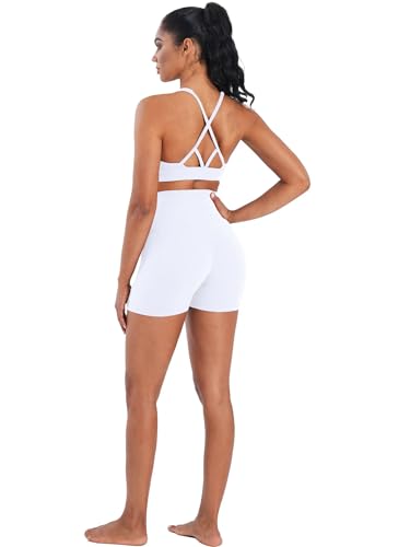 Image of Sunzel Strappy V Neck Criss Cross Back Sports Bra for Women | Removable Pads, Buttery Soft, Four-Way Stretch, Criss Cross Back, V Neck Contour Fit, Medium-Light Support, Yoga Workout Gym