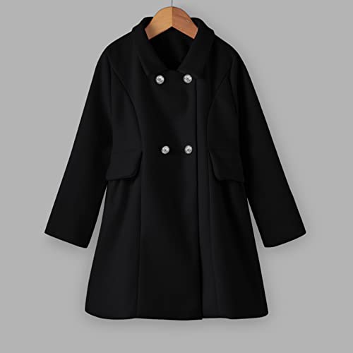 Wool Coat for Toddler Girls Single Breasted Long Sleeve Lapel Collar Jacket Winter Thick Windproof Warm Outwear2