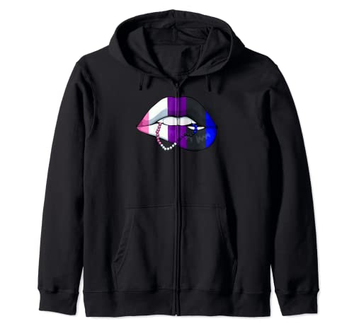 Genderfluid Lips LGBT-Q Cool Pride - Bandera de color Sudadera con Capucha