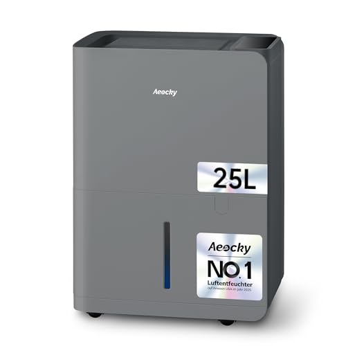 Max 25L/d, luftentfeuchter elektrisch, Raumgröße ca.200m³(50m²), Smart Luftentfeuchter mit Ablaufschlauch, Geeignet für Keller, Waschküche, Schl