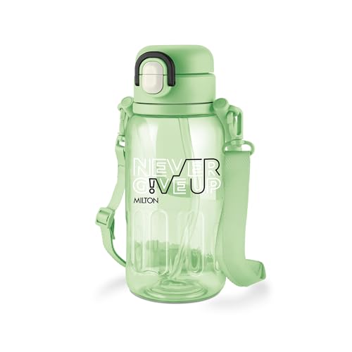 Image of MILTON Regan 850 2-in-1 Lid Sip or Gulp Water Bottle | Sturdy Handle And Strap I BPA Free| Food-Grade | One-Touch Open | Leak-Proof | Ideal for Office, School, College, Gym | 836ml, Green