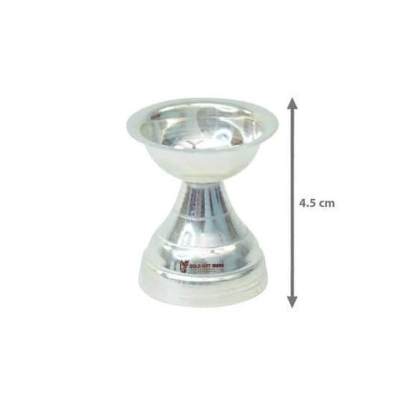 Image of Silver Diya /Ghee Vilakku /Lamp - Silver Pooja Items for Home, Return Gift for Navarathri, Wedding, Housewarming & Other Festivals | Handcrafted | Worship God (GH1033)