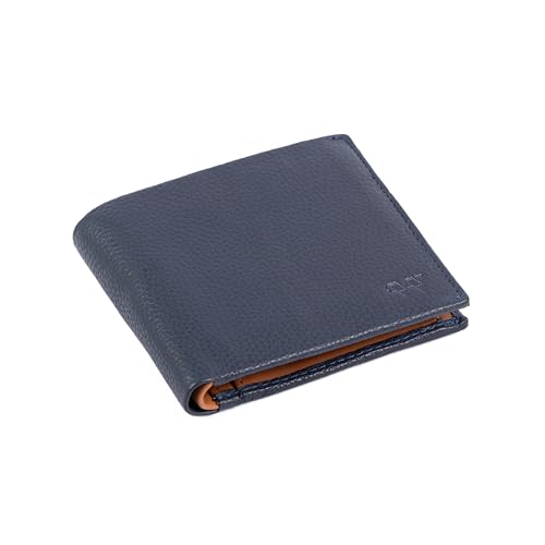 Image of Wildebeast Full-Grain Blue European Leather Wallet for Men - RFID Blocking Slim Bifold with ID Window, Card Slots & Coin Pocket, Eco-Tanned Leather, Stylish Gents Purse, Gift for Men - The Frontier