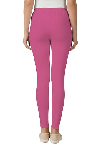Image of Women's Cotton Lycra Ankle Length Leggings | Regular Rise, Soft 4 Way Stretch Fabric | Casual & Ethnic Wear