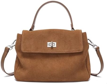 Luxury Designer Matte Genuine Suede Leather Shoulder Crossbody Ba...