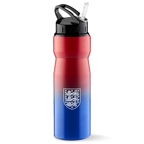 England FA Metall Trinkflasche mit Strohhalm 750ml Auslaufsicher Sport Trinkflasche