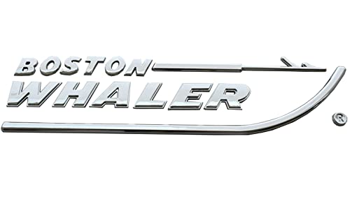 Image of 1pc Boston Whaler Emblem 3D Badge Nameplate Letter Size 8-3 /4 inch X 2 inch Peel and Stick (Chrome)