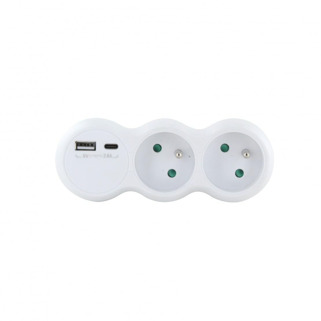Doppelsteckdose Weiß – 2x 16A Mit USB-A & USB-C, 3680W Max, Perfekt Für Wohnzimmer & Home-Office