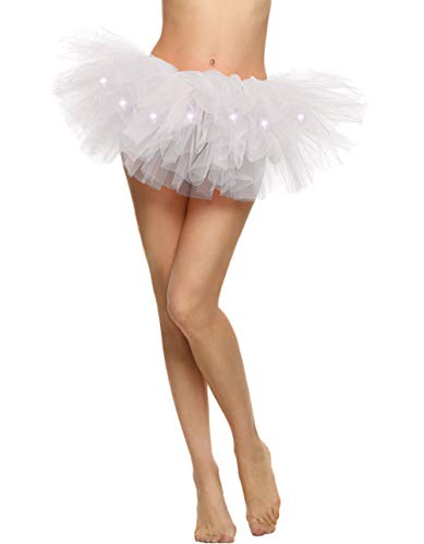 Aimerfeel Esposa íntima LED Falda tutú luz Blanca en la Falda del tutú 8 Capas, 36-42.