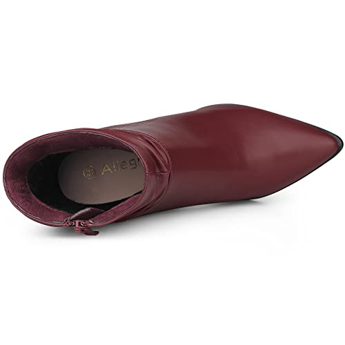 Allegra K Allegra K Women's Slouched Pointed Toe Stiletto Heel Burgundy Ankle Boots 9 M US