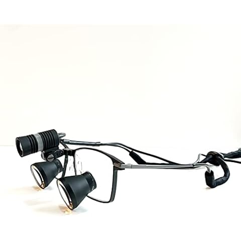 2.5X 3X 3.5X Optional Songzi Optics Metal Frame Customized TTL Dental Surgical Loupes with Headlight Wide Field of View (Magnification:2.5X, Near Pd 56mm) Cover