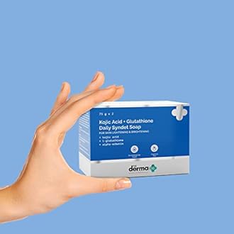 The Derma Co Kojic Acid + Glutathione Daily Syndet Soap with L-Glutathione & Alpha Arbutin | Reduces Dark Spots, Pigmentation & Blemishes | Brightens Skin | For Men & Women | 75 g x 2