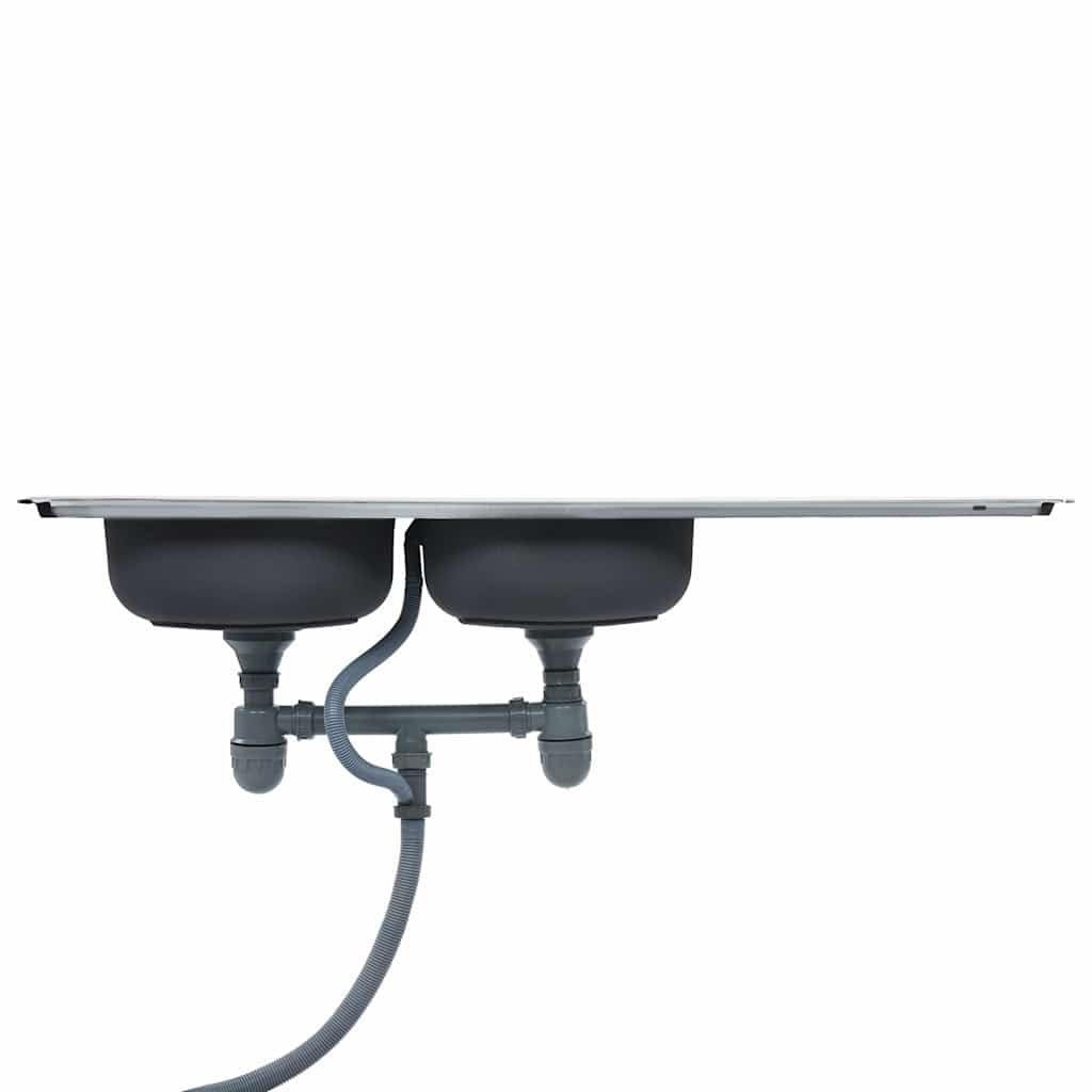 Genérico Fregadero de Doble Seno con colador y sifón de Acero Inoxidable,Bricolaje,Fontanería,Piezas para fontanería,Lavabos y fregaderos,Fregaderos-145075