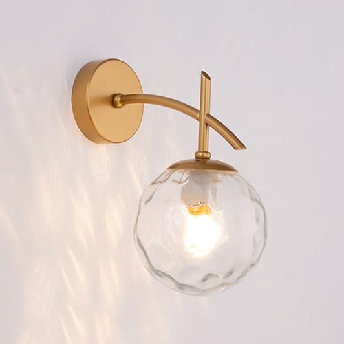 RRJJ Aplique de Pared Estilo nórdico Dorado/Negro E26/E27, portalámparas de Hierro Inoxidable, lámpara de Pared de Cristal, diseño Creativo para la mesilla de Noche, el Espejo o el Arma