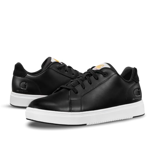 Carhartt Detroit Leather Sneakers for Women - Comfortable Shoes for Women with Wide Toe Box, Comfort Footbed and Midsole, and Slip-Resistant Outsole, Black - 7M
