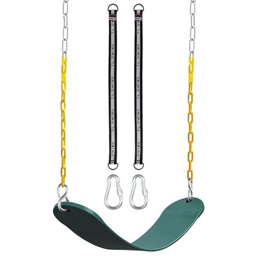 DECORLIFE Swing Seat Replacement Kits - Heavy Duty Coated Chains for Kids Adults, Supporting 330 lbs, Fully Assembled Outdoor Swing Sets Backyard Accessories with Tree Straps (Green)