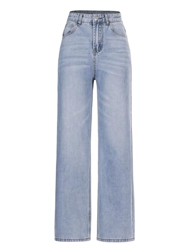 GORGLITTER Girl's Jeans High Waisted Straight Leg Denim Pants with Pockets