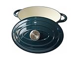 COCOTTE EN FONTE EMAILLEE Cocotte BAUMALU 30 cm - Forme ovale - Bleu vert