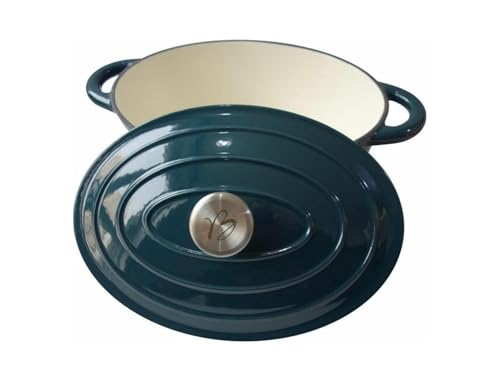 Cocotte BAUMALU 30 cm - Forme ovale - Bleu vert