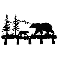 DOOVETER Metal Bear Coat Hooks Wall Art Decoration, Clothes Hangers and Key Holders, Metal Clothes Racks and Backpack Hooks - Animal Themed Hooks Decoration for Storage, Living Room, Office, Hallway