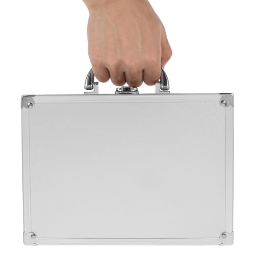 Image of Housoutil Aluminum Briefcase with Lock, Silver Alloy Carry Case with Padded Foam, Lockable Metal Hard Toolbox, Aluminum Padded Case for Travelers Luggage Craftsman Travel Cash Instruments Makeup