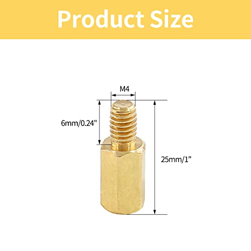 Uenhoy 20 Pcs M4 Male to Female Thread Brass Hex Standoff Spacer Pillar, M4 x 10 + 6mm Hex Standoff Cylinder Spacer for PCB Computer & Circuit Board - Thumbnail 3