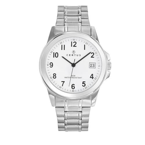 CERTUS - 616217 - Montre Homme - Quartz Analogique - Cadran Blanc - Bracelet Acier Argent