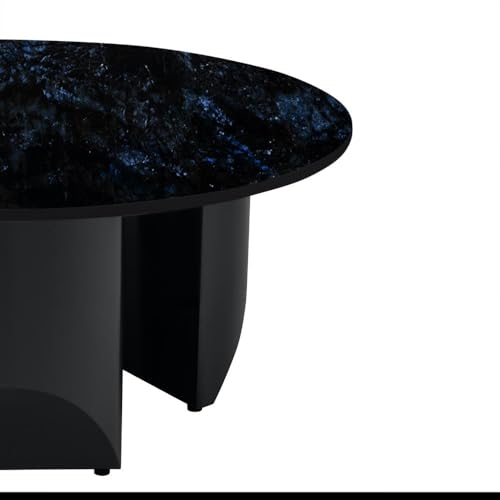 Image of Wakefit Kopi Coffee Table I Marble Finish I Vitrified Tile Top I Volga Blue