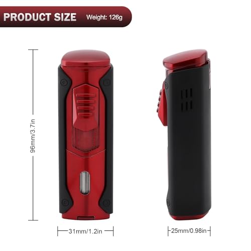 Encendedor de Llama Azul Triple Boquilla Metal Rojo miniatura 6