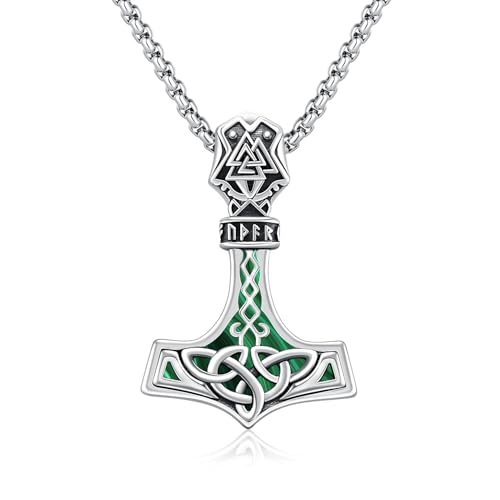 Collier marteau de Thor en argent, le cadeau viking idéal avec amulette nordique et runes