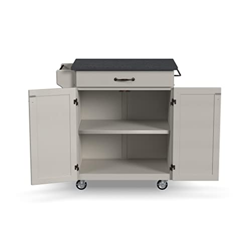 Homestyles Cuisine Kitchen Cart, Off White, Black Top