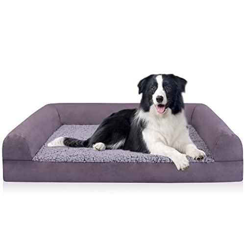Baobote Soft Faux Fur And Suede Orthopedic Dog Bed,Sponge Foam U-Shaped Chaise Pet Couch Bed For Small, Medium And Large Dogs (M Coffee) #TOP23