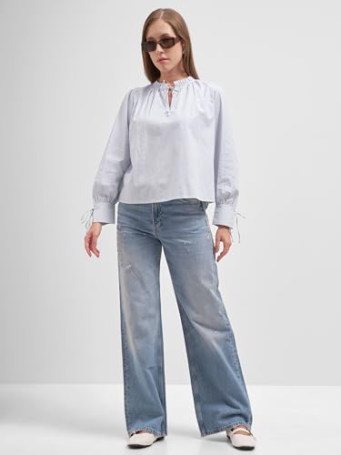 Image of Tokyo Talkies Women Tops for Woman|Women Oversized Fit Crop Top Shirt|Comfortable Premium Korean Button Down | Workwear Top for Office & Casual Outfit