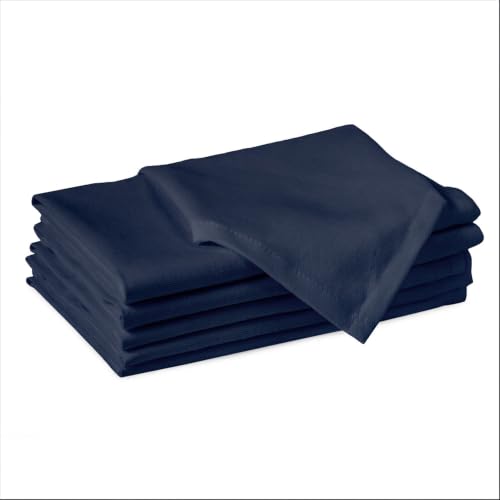 Image of Encasa XO Cotton Napkins for Dining Table | Set of 6, Size 43x43 cm | Machine Washable Reusable Table Napkin, Soft & Absorbent, Elegant Table Decor for Kitchen, Hotels, Party - Navy Blue