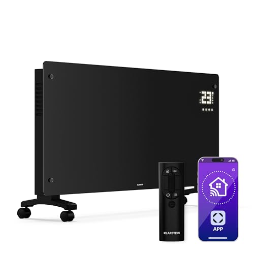KLARSTEIN Radiateur Electrique 3000W, Convecteur Électrique sur Pied & Mural, Chauffe 30m², Silencieux, Thermostat, Minuterie, Contrôle App & Télécommande, Sécurité Enfant, Noir