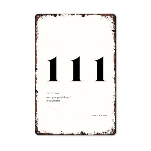 KERUNSM 111 Angel Number: Minimalist Numerology Funny Metal Tin Signs