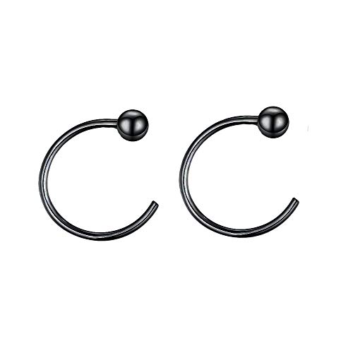 Minimalist 2mm Ball Tiny Half Hoop Earrings Sterling Silver Fashion Black Huggie Cuff Hoops Cartilage Tragus Piercing Nose Rings Studs for Women Girls Men