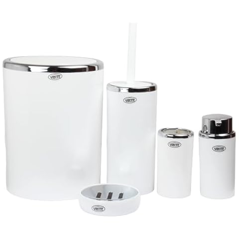 5-Piece Bathroom Accessory Set with Chrome Edge Cover