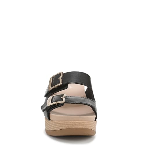 Dr. Scholl's Womens Cali Breeze Wedge Sandal Black Smooth 8.5 M2