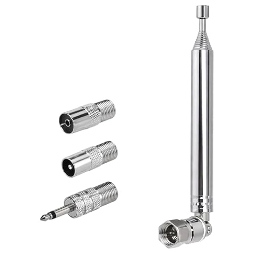 Antena FM Telescópica 76 cm – Antena Interior de 75 Ohm para Radio FM, Receptor Estéreo, Cadena HiFi, Sintonizador Am FM Dab