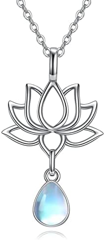 ONEFINITY Lotus Flower Yoga Om Pendant Necklace Sterling Silver Balance Healing Buddhist Jewellery Gift