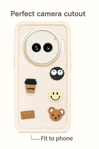 Image of COLORflow Back Cover Compatible with Nothing Phone 2A 5G / 2A Plus 5G | Cute Fun Cartoon 3D Ball Coffee Silicone Case (White) | Designer Camera and Body Protected Back Cover