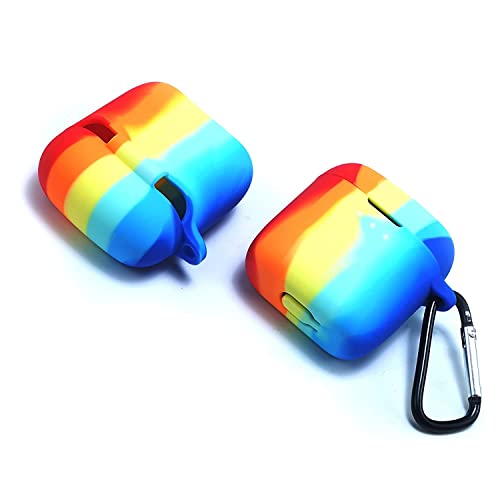 Image of CARE CASE Compatible for Boat Airdopes 131 | 138 Protective Silicone Case Cover Dust-Proof Shockproof Case Cover with Hook (Cover Only) (Rainbow)