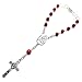 Handmade Saint Christopher 1-Decade Rear View Mirror Car Rosary with Red Beads