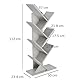 ComfortCove Baum Bücherregal, Schreibtisch Bücherregal, Bodenstehendes Bücherregal, Lagerregal für Wohnzimmer, Heimbüro, Schlafzimmer oder Küche, 7 Regale, Grau