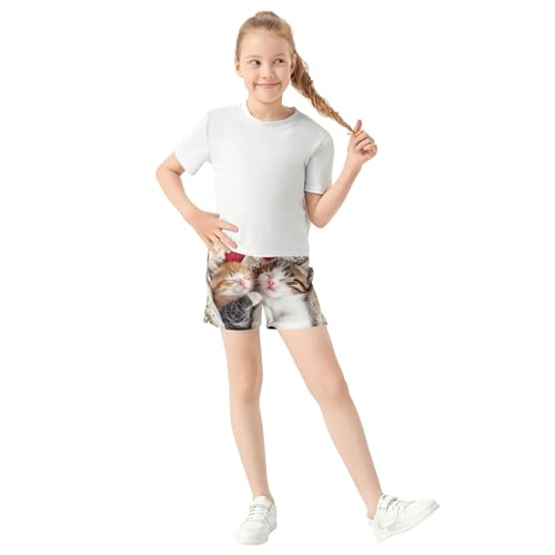 Cute Little Kittens Sleep Girls Lounge Shorts Athletic Pajama Summer Comfy Activewear for Kids Teens, X-Small2