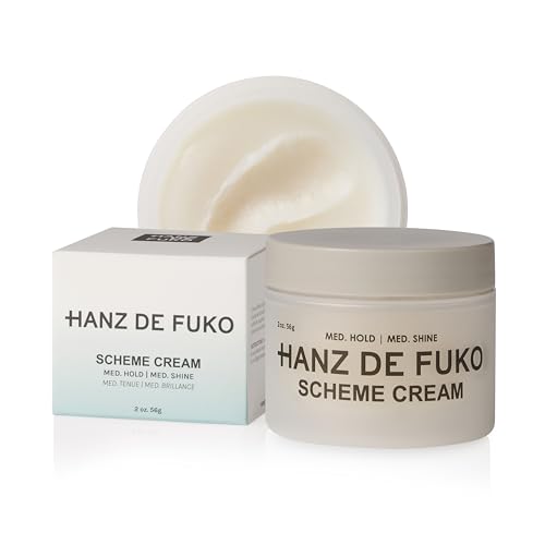 Hanz de Fuko Scheme Cream – Premium Men’s Hair Styling Cream for a Medium Hold, Natural Shine – Ideal Texture Product for All Hair Types, Provides Versatility on Wet or Dry Hair – 2 oz, Travel Size